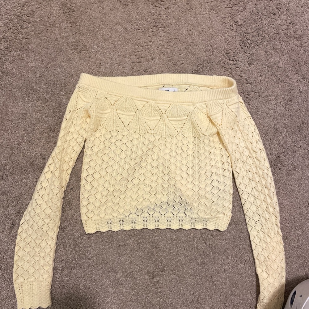 Hollister Yellow Knit Off-Shoulder Top